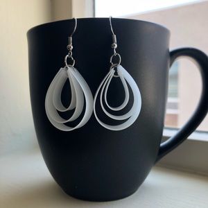 Handmade White Three Looped Earrings